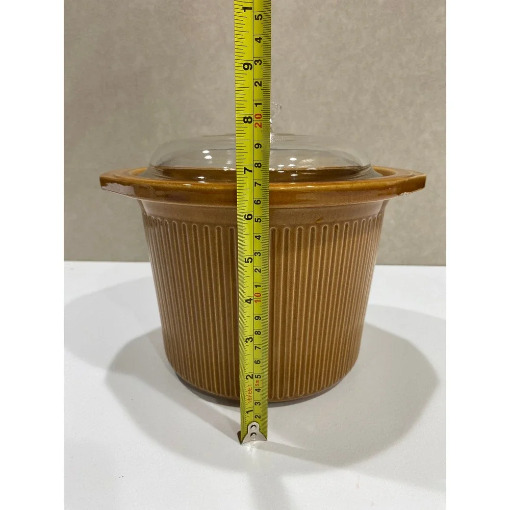 Vintage Rival Jackson Crock Pot Replacement Insert 1-1 Harvest Gold Ribbed Lid